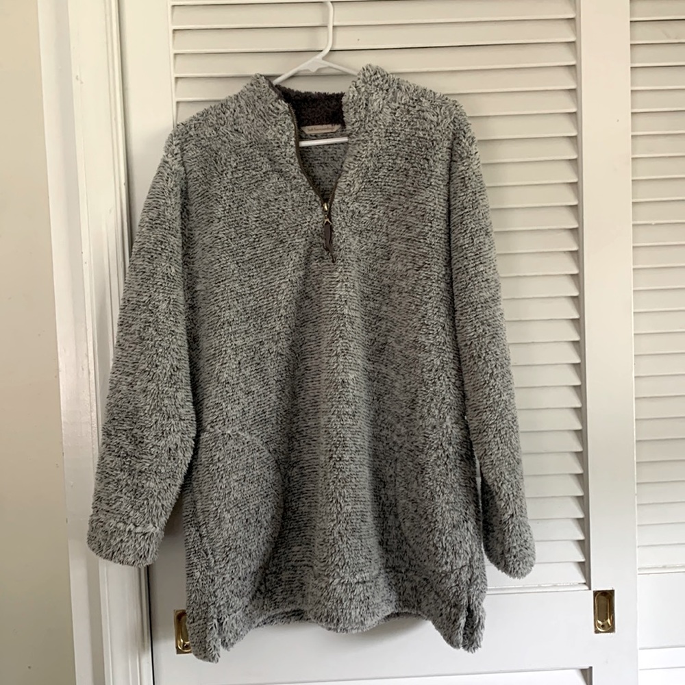 grey fluffy quarter zip